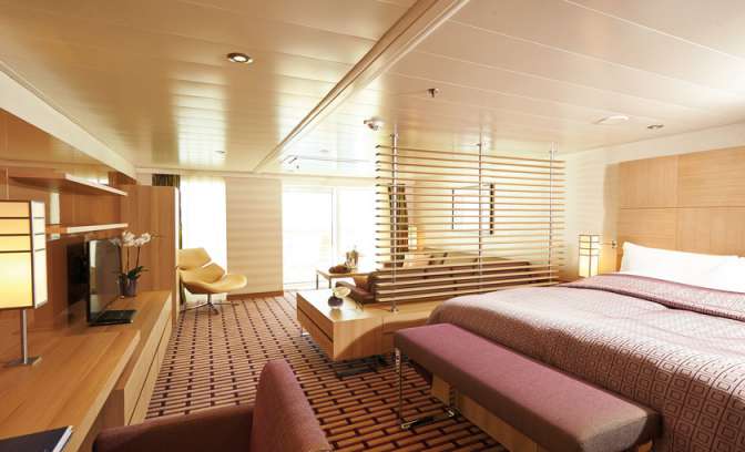 Een suite aan boord van de Europa 2 van Hapag Lloyd