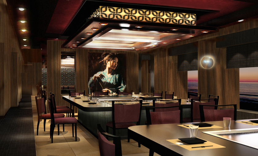 Een teppanyaki restaurant op de Norwegian Escape van NCL