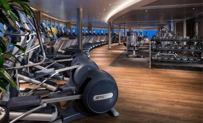Fitnessruimte op cruiseschip Koningsdam