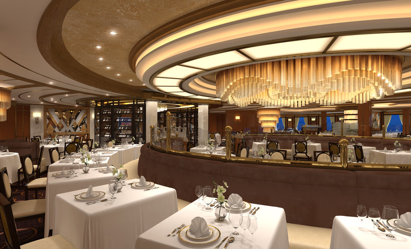 Een restaurant met  een bar op de Majestic Princess